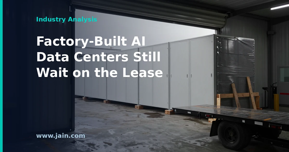 Prefabricated steel data center modules stacked into a five-storey AI data center building on a compact site in Macao