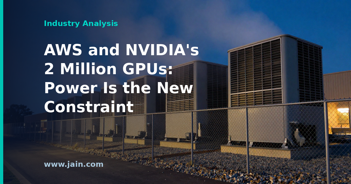 Rows of liquid-cooled GPU racks in a hyperscale AI data center hall, with power distribution equipment