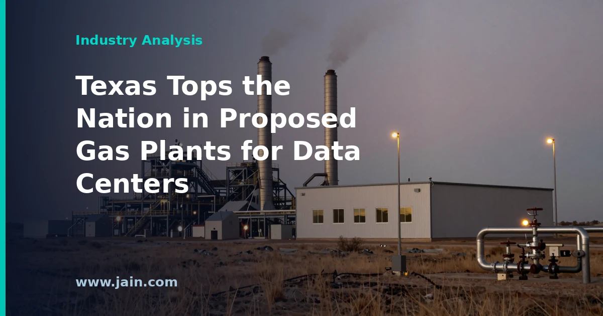 Natural gas power plant beside a large data center campus on the Texas plains