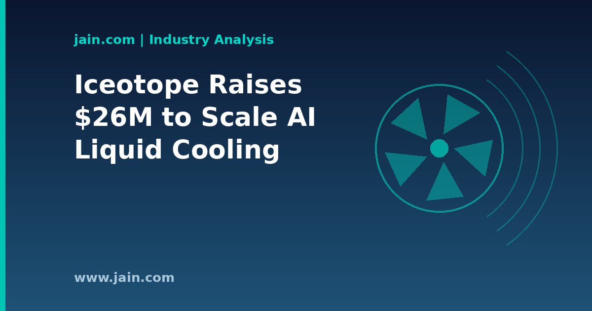 Liquid cooling pipes on AI server racks in a data center, illustrating Iceotope's $26M raise