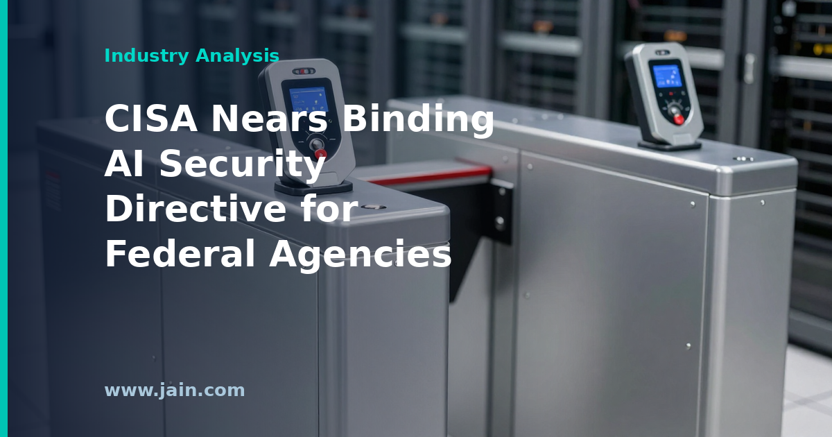 Federal government building with digital AI circuit overlay representing a CISA AI security directive