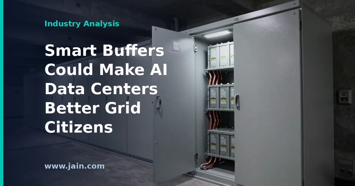 Battery energy storage buffering an AI data center's power connection to the electric grid