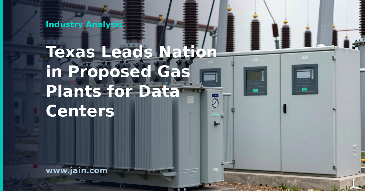 Natural gas power plant beside a large data center campus on the Texas plains