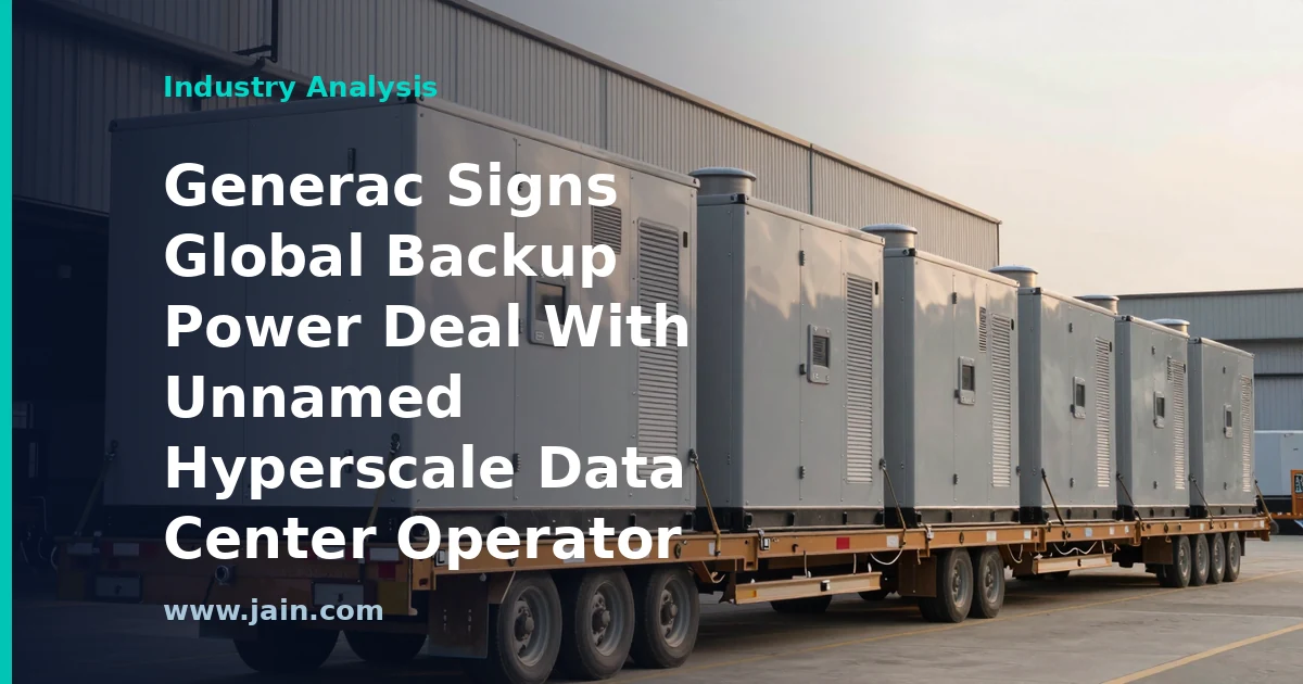 Rows of industrial backup power generators outside a hyperscale data center campus