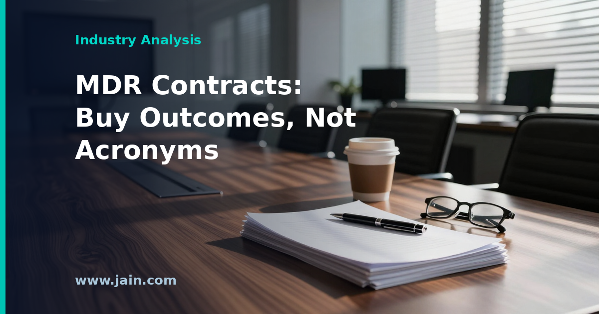 CISO reviewing MDR procurement requirements and contract terms on a security operations dashboard
