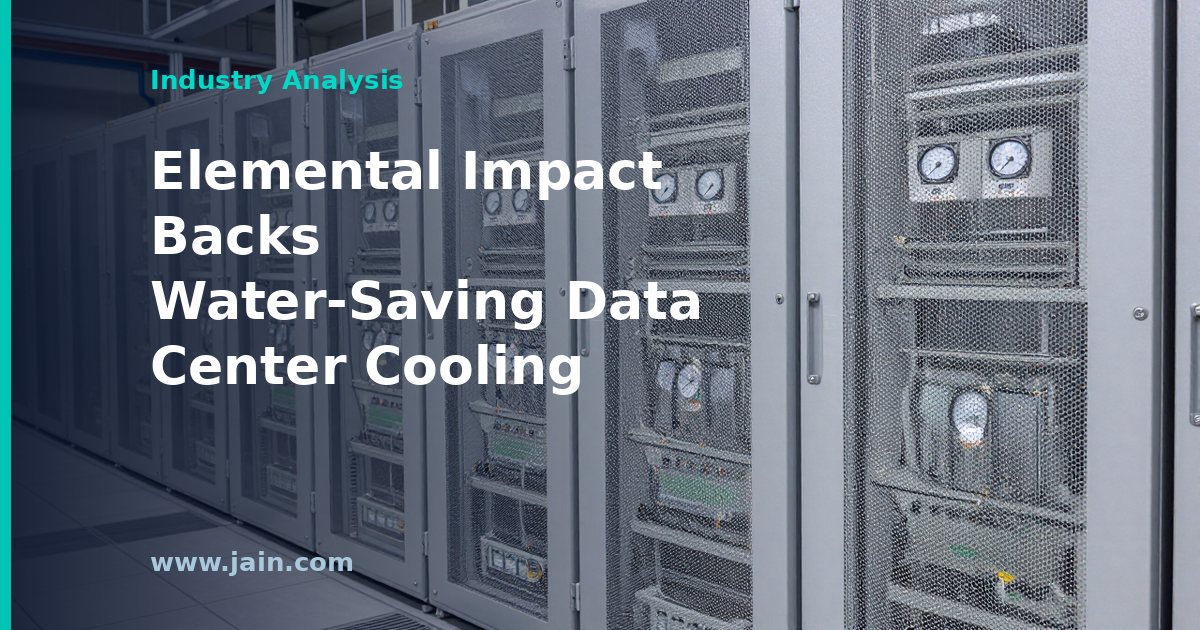 Data center cooling infrastructure illustrating $5M Elemental Impact funding for energy and water savings