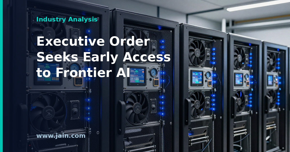 White House executive order document beside AI circuitry, symbolizing early government access to frontier AI models