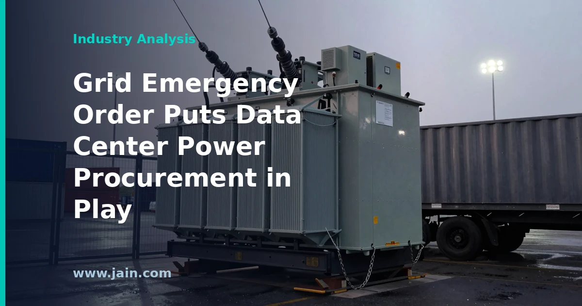 High-voltage transformers and substation equipment feeding a data center under new US grid equipment import restrictions
