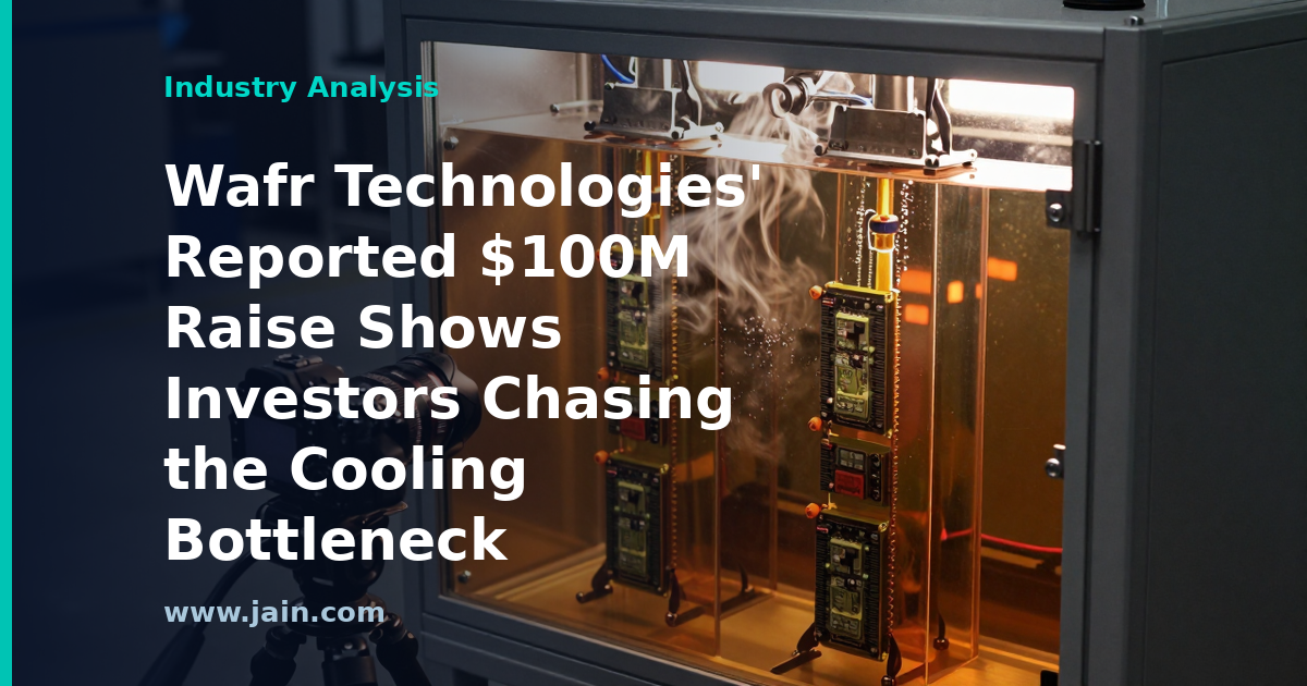 Liquid cooling pipes on data center server racks, illustrating Wafr Technologies' reported $100M raise