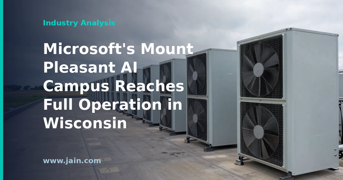 Microsoft AI data center campus in Mount Pleasant, Wisconsin, fully operational hyperscale facility