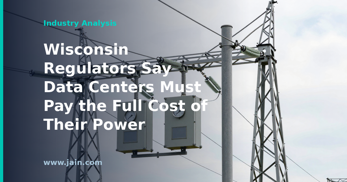 Data center power lines and substation illustrating Wisconsin full-cost energy rules for data centers