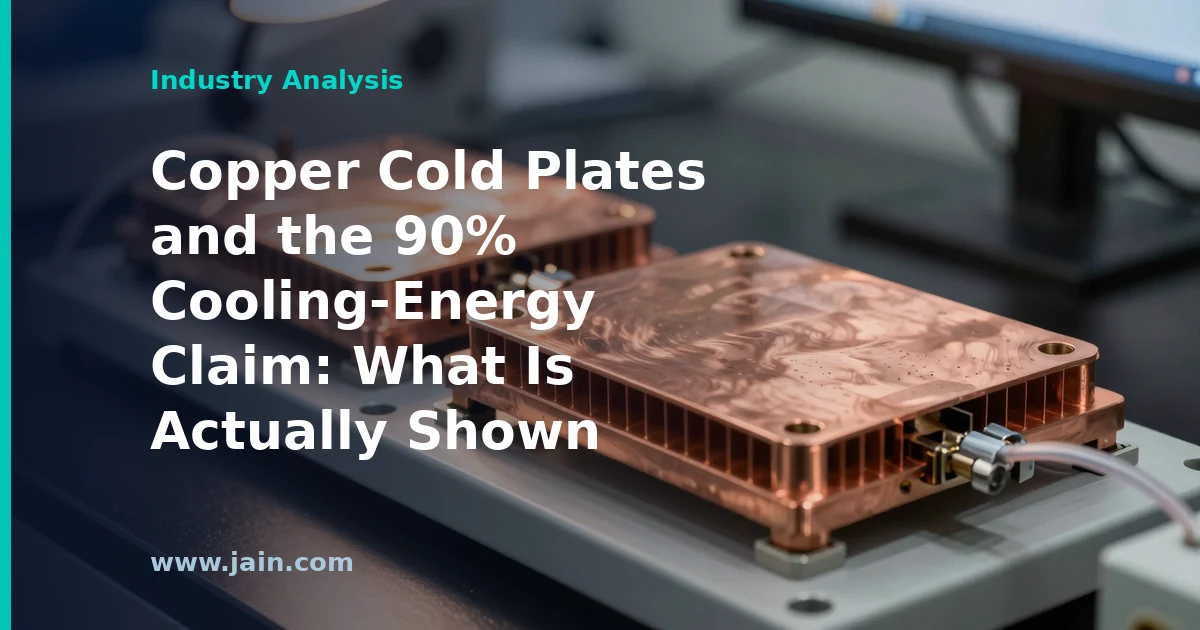 Copper cold plate with liquid cooling channels mounted on a data center server chip