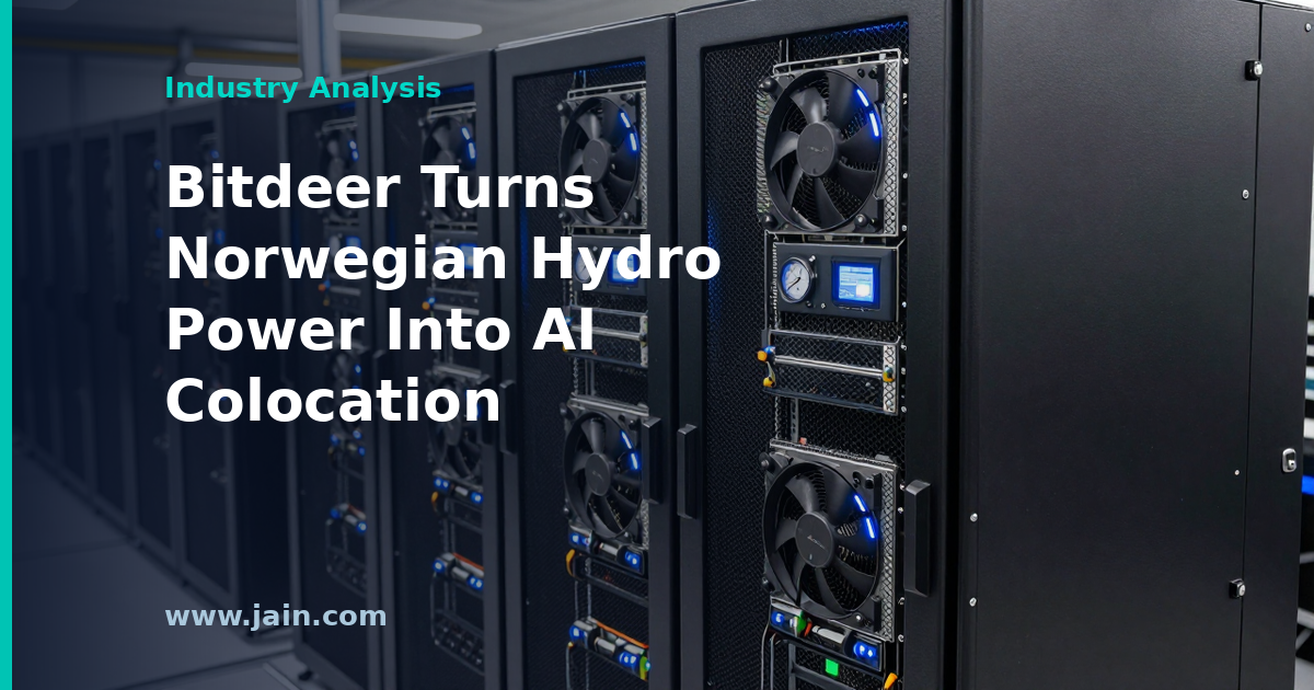 Hydro-powered AI data center in Tydal, Norway under northern skies, representing Bitdeer's colocation lease