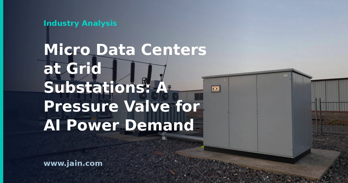 Modular micro data center unit installed beside transformers at an electric grid substation