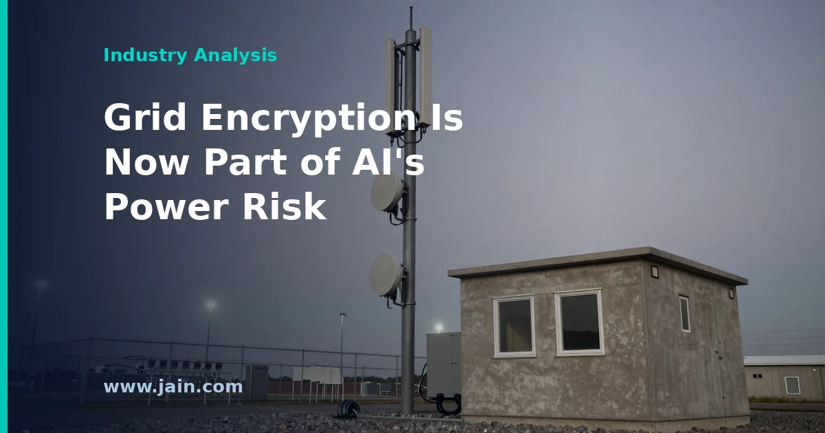 Electric substation control room with encrypted data streams, illustrating Quantum-GUARD Act post-quantum cryptography for the grid