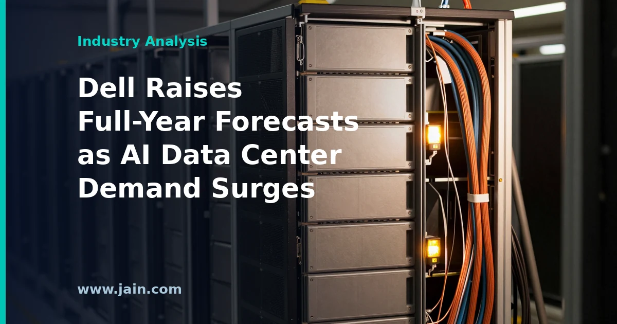 Rows of AI servers in a data center as Dell raises forecasts on AI infrastructure demand