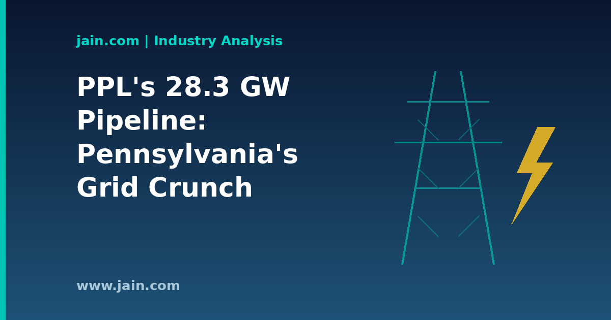 Transmission lines feeding a data center campus, illustrating PPL's 28.3 GW Pennsylvania pipeline