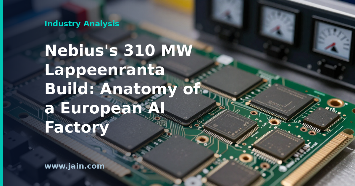 Aerial view concept of Nebius's 310 MW AI data center campus in Lappeenranta, Finland