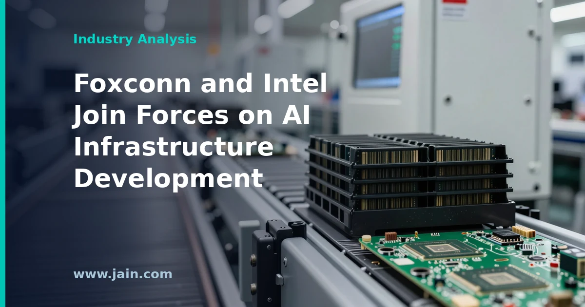 Foxconn and Intel AI infrastructure partnership shown as AI server racks in a modern data center