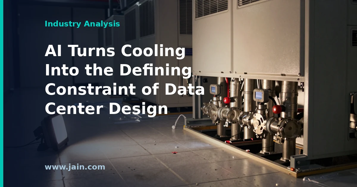 Liquid cooling pipes and high-density AI server racks in a modern data center hall
