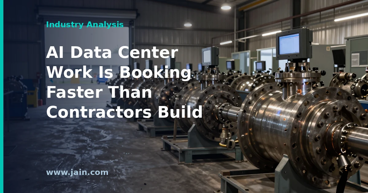 Structural steel frame and electrical conduit at an AI data center construction site, illustrating the IES DBM Global deal