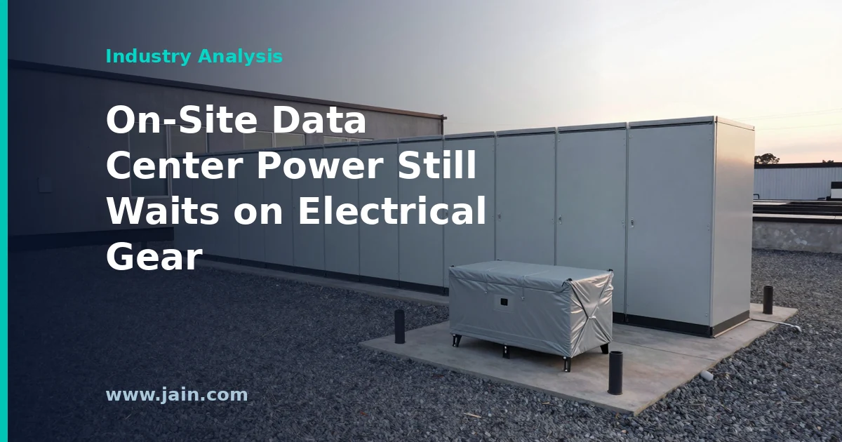 Electrical switchgear and transformer equipment beside fuel-cell units at a data center, illustrating the LS Electric Bloom Energy order