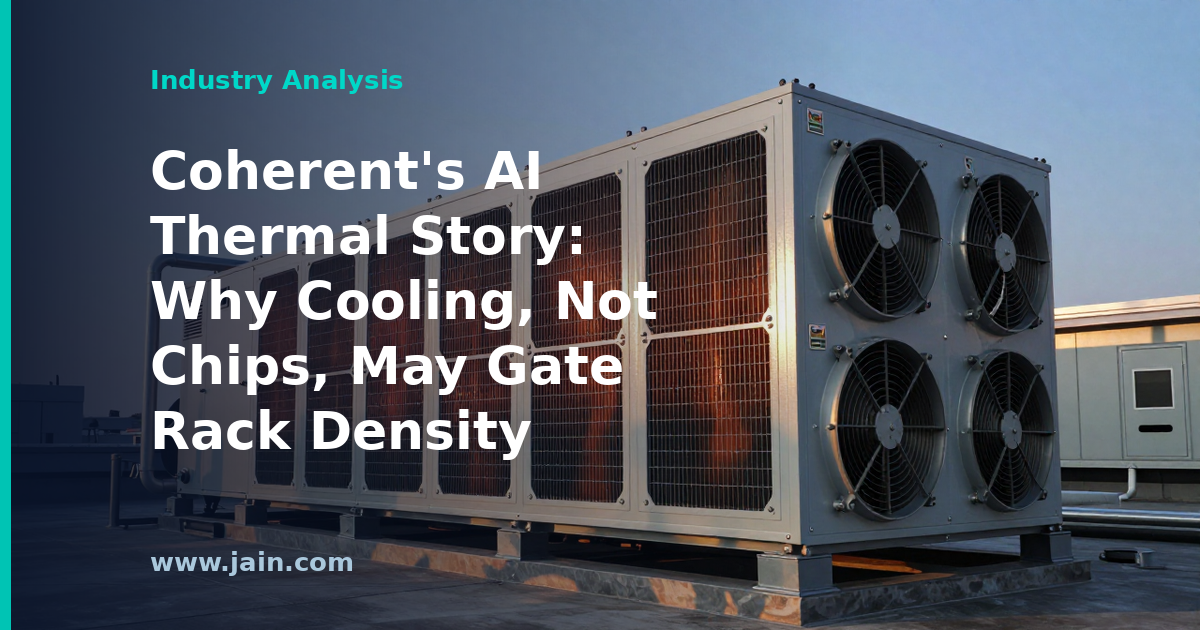 Liquid-cooled AI server rack illustrating Coherent's AI thermal management opportunity