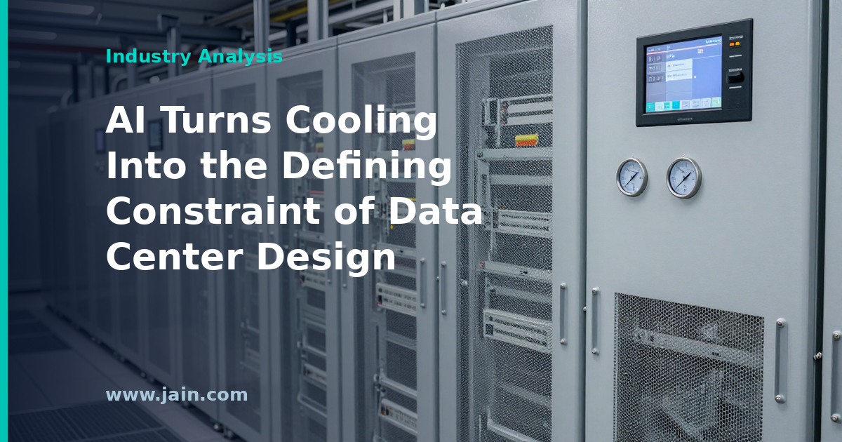 Liquid cooling pipes and high-density AI server racks in a modern data center hall
