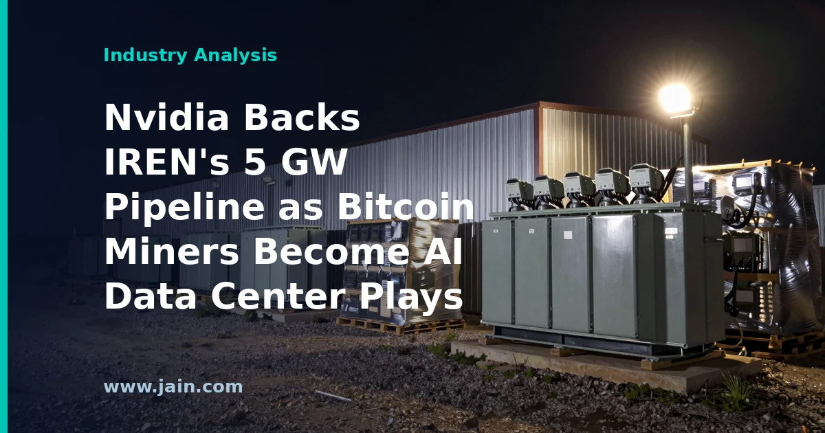 Nvidia-backed IREN AI data center campus with high-voltage power infrastructure feeding its 5 GW pipeline