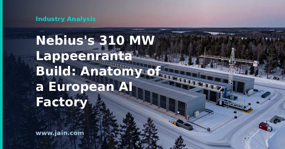 Aerial view concept of Nebius's 310 MW AI data center campus in Lappeenranta, Finland