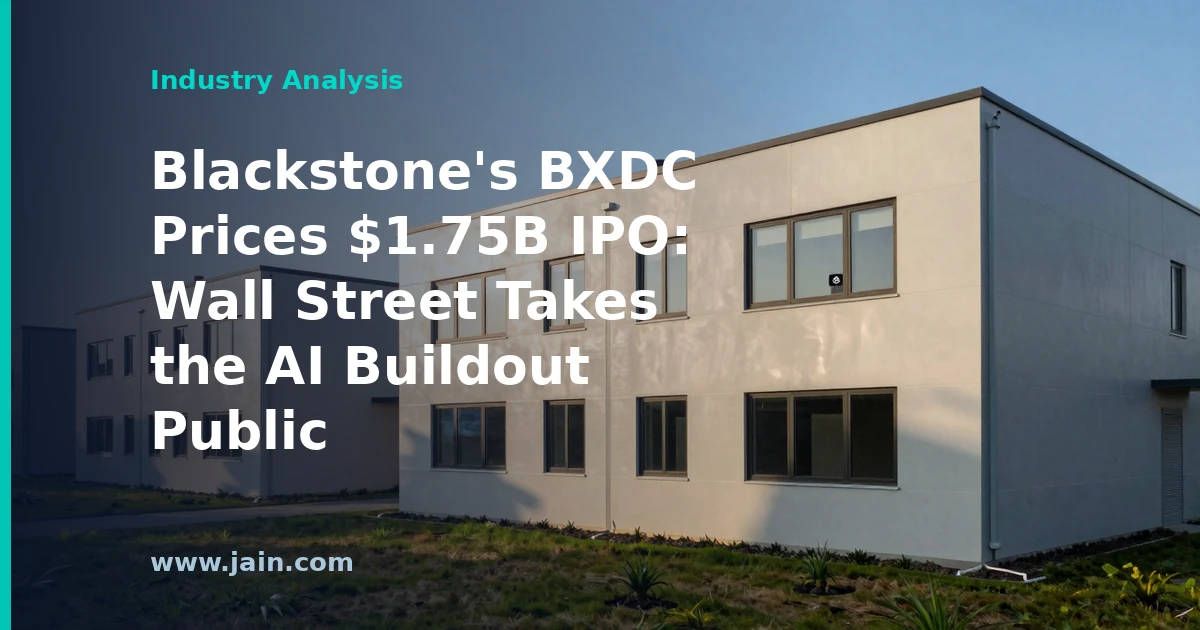 Blackstone data center REIT BXDC IPO: stock ticker rising over rows of server racks