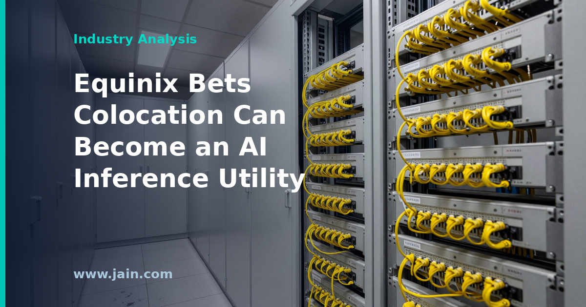 Equinix Inference Exchange concept: AI inference servers in a metro colocation data center aisle