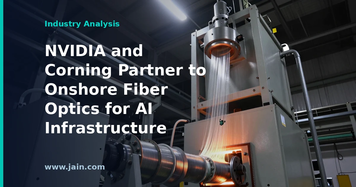 Optical fiber strands and spools symbolizing the NVIDIA-Corning US manufacturing partnership for AI infrastructure